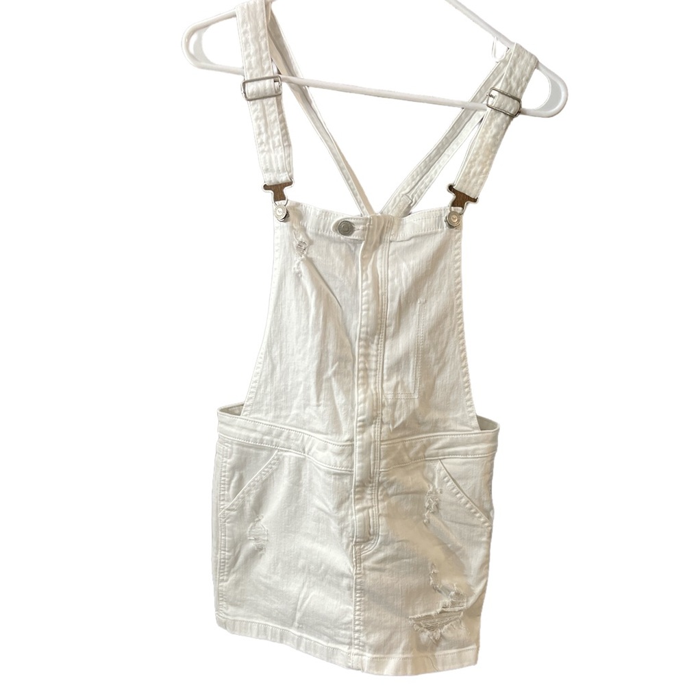 Hollister “skirtall” white overalls distressed in areas Size small